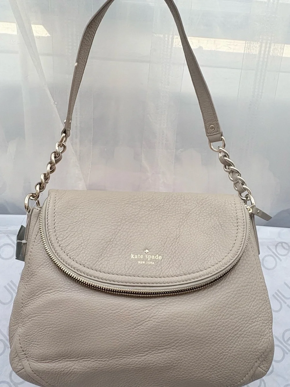 NWT Kate Spade Cobble Hill Penny Leather Shoulder Bag Oyster Gray PXRU2736
